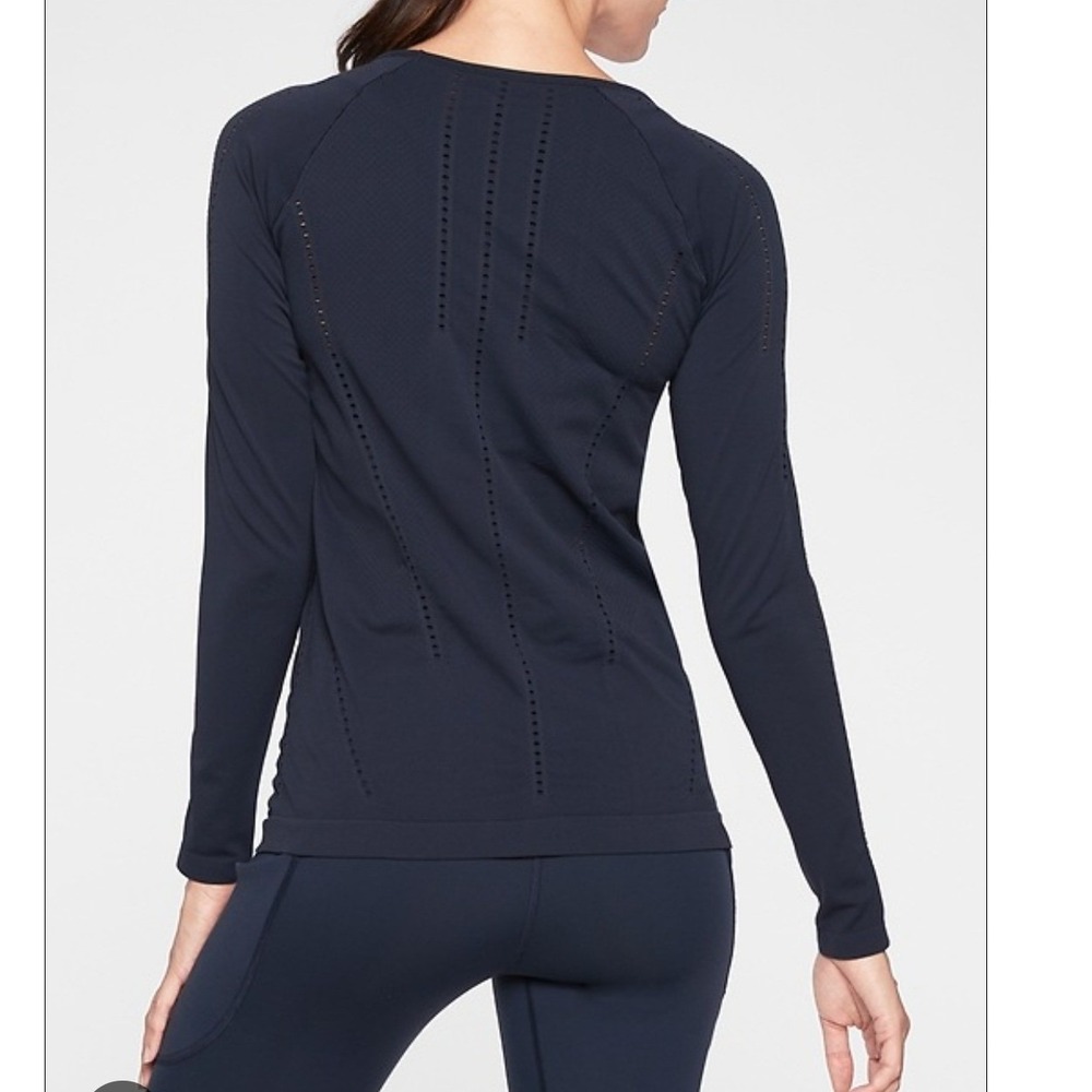 Athleta Foothill Seamless Long Sleeve Black Performance Top Womens S